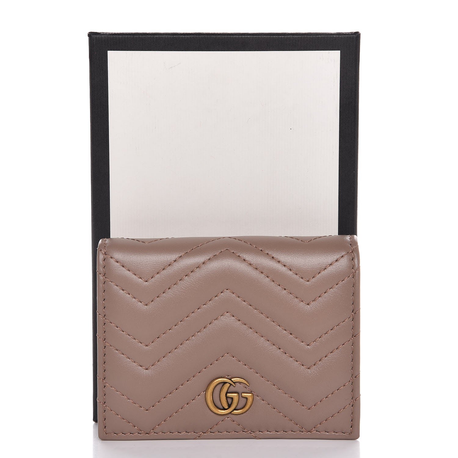 Gucci Calfskin Matelasse GG Marmont Card Case Wallet Porcelain Rose 8 of 8