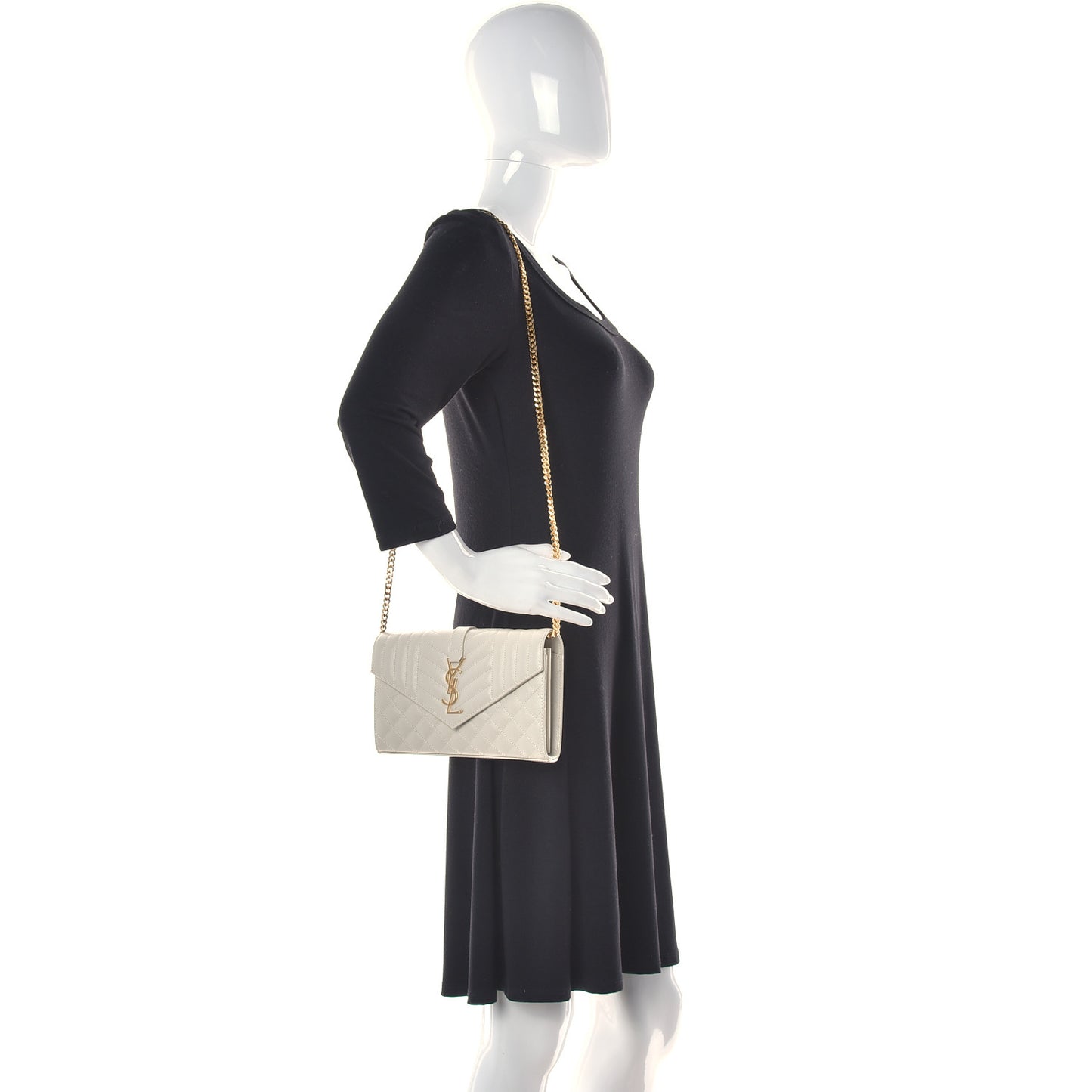 Grain De Poudre Mixed Matelasse Triquilt Monogram Chain Wallet Crema Soft