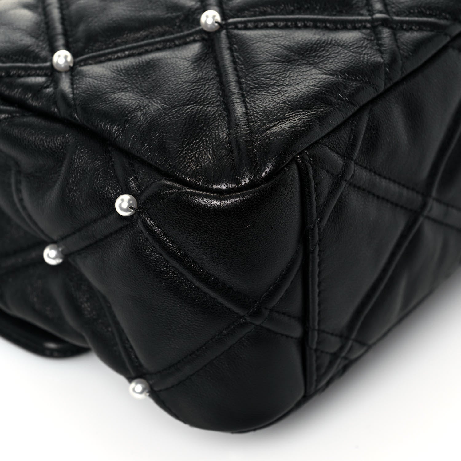 Chanel Lambskin Quilted Pearl Studded Flap Black 7 of 15