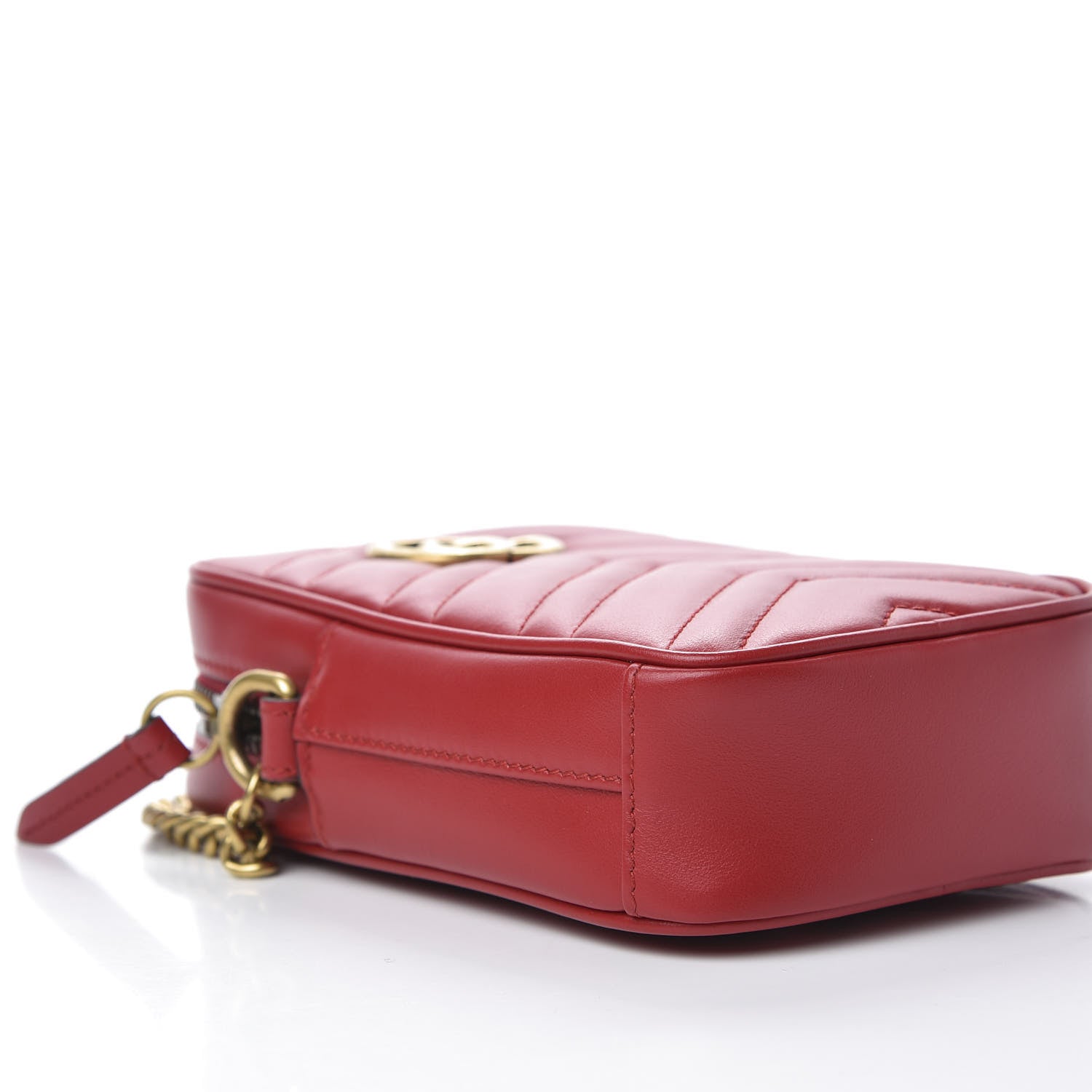 Gucci Calfskin Matelasse Mini GG Marmont Crossbody Bag Hibiscus Red 7 of 10