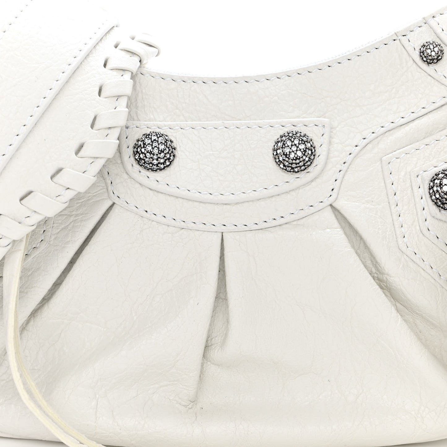 Agneau Arena Crystal Le Cagole Shoulder Bag XS Optic White