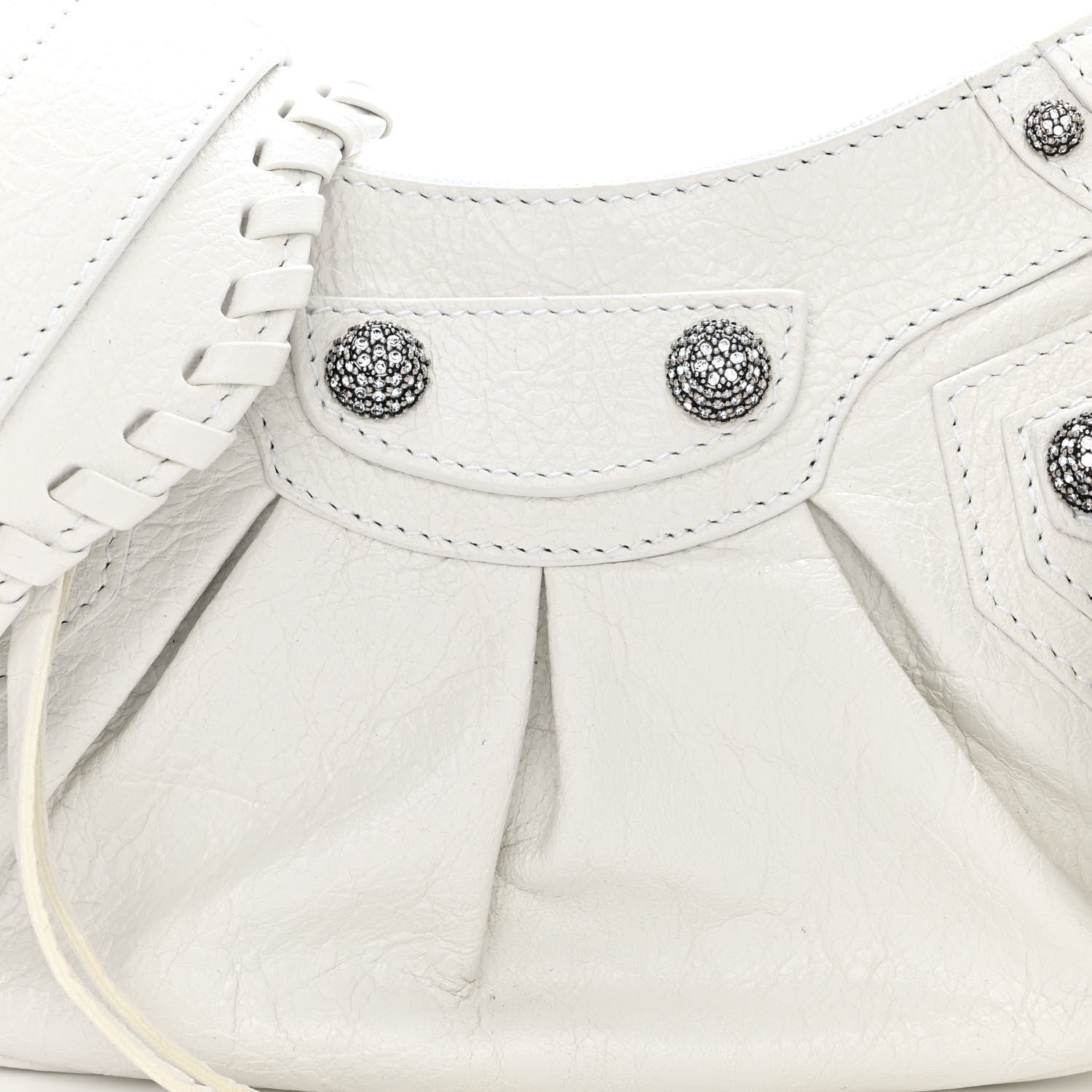 Balenciaga Agneau Arena Crystal Le Cagole Shoulder Bag XS Optic White 9 of 11