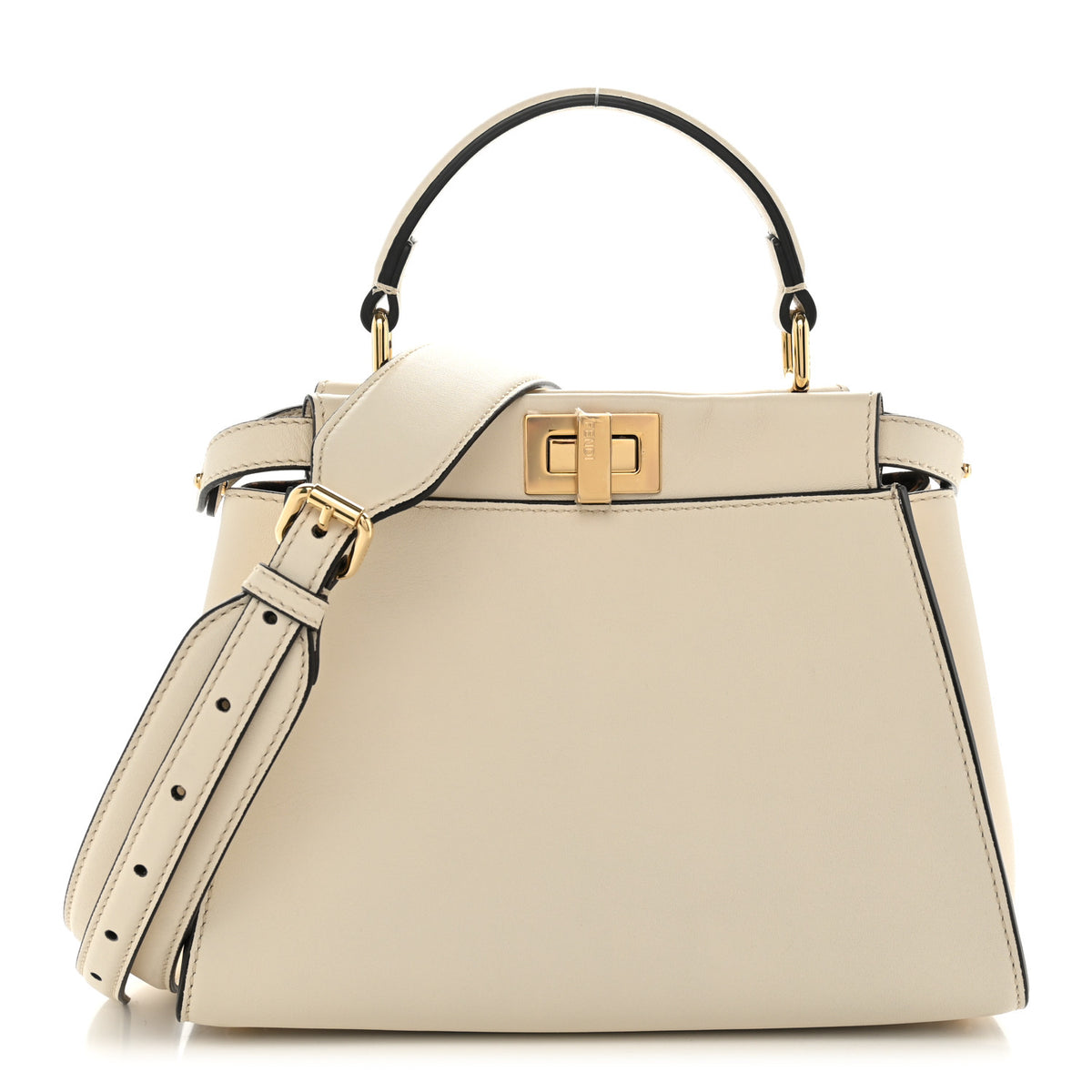 Vitello Seta Suede FF Mini Peekaboo Iconic Satchel Uovo Sigaro Marrone