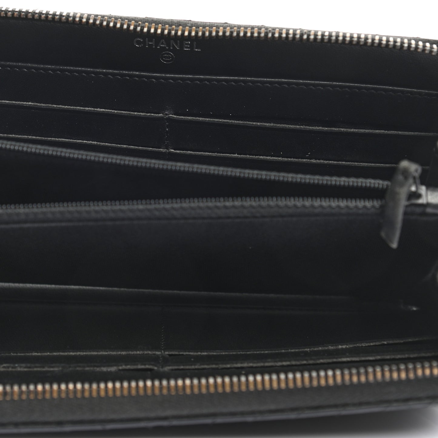 Lambskin Chevron Quilted Zip Around Wallet So Black