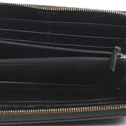 Chanel Lambskin Chevron Quilted Zip Around Wallet So Black 5 of 9