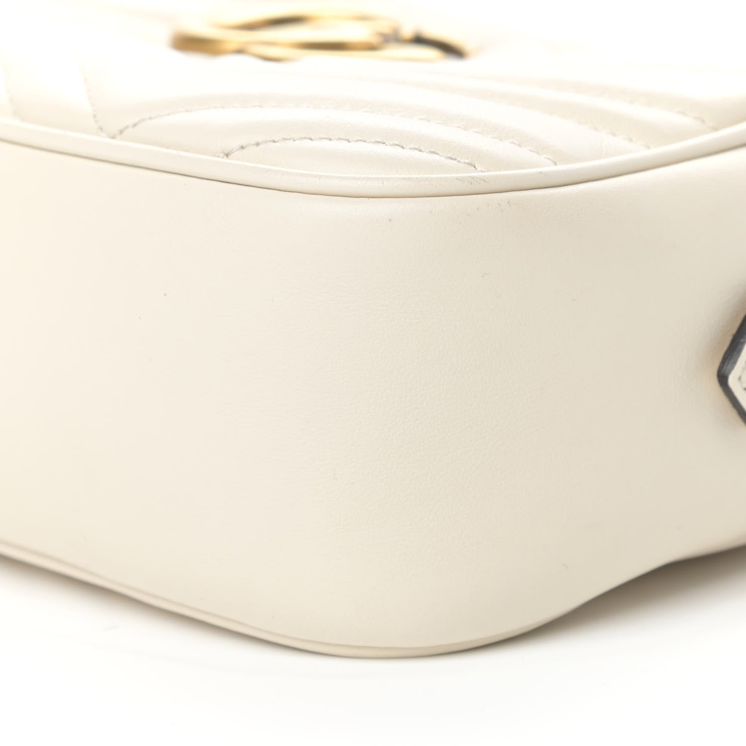 Gucci Calfskin Matelasse Small GG Marmont Chain Shoulder Bag White 10 of 19