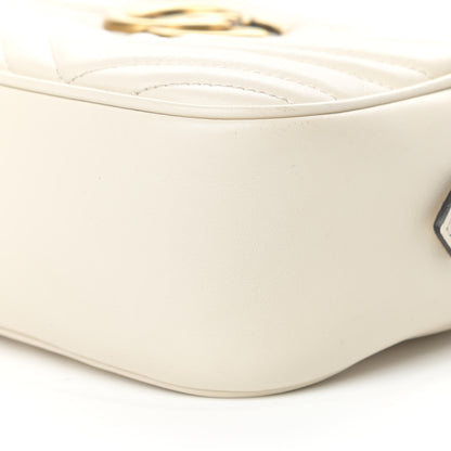 Gucci Calfskin Matelasse Small GG Marmont Chain Shoulder Bag White 10 of 19