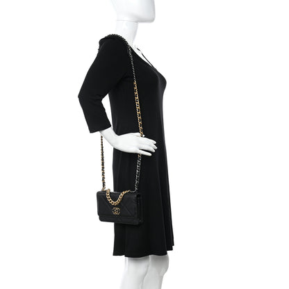 Chanel Lambskin Quilted Chanel 19 Wallet On Chain WOC Black 2 of 12