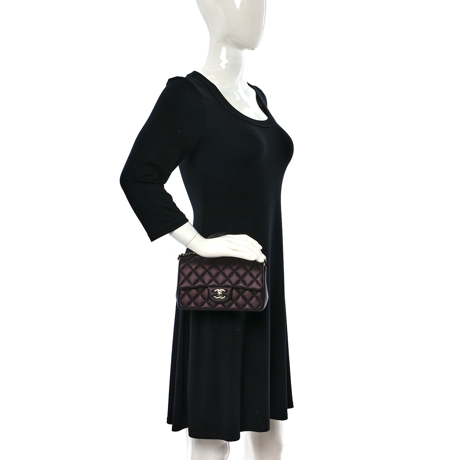 Chanel Iridescent Lambskin Quilted Mini Top Handle Rectangular Flap Burgundy 2 of 10
