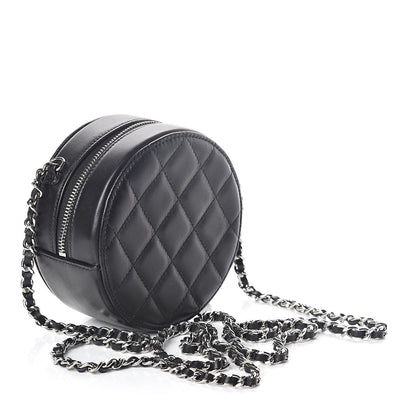 Chanel Lambskin Quilted Round Clutch With Chain Black 3 of 10