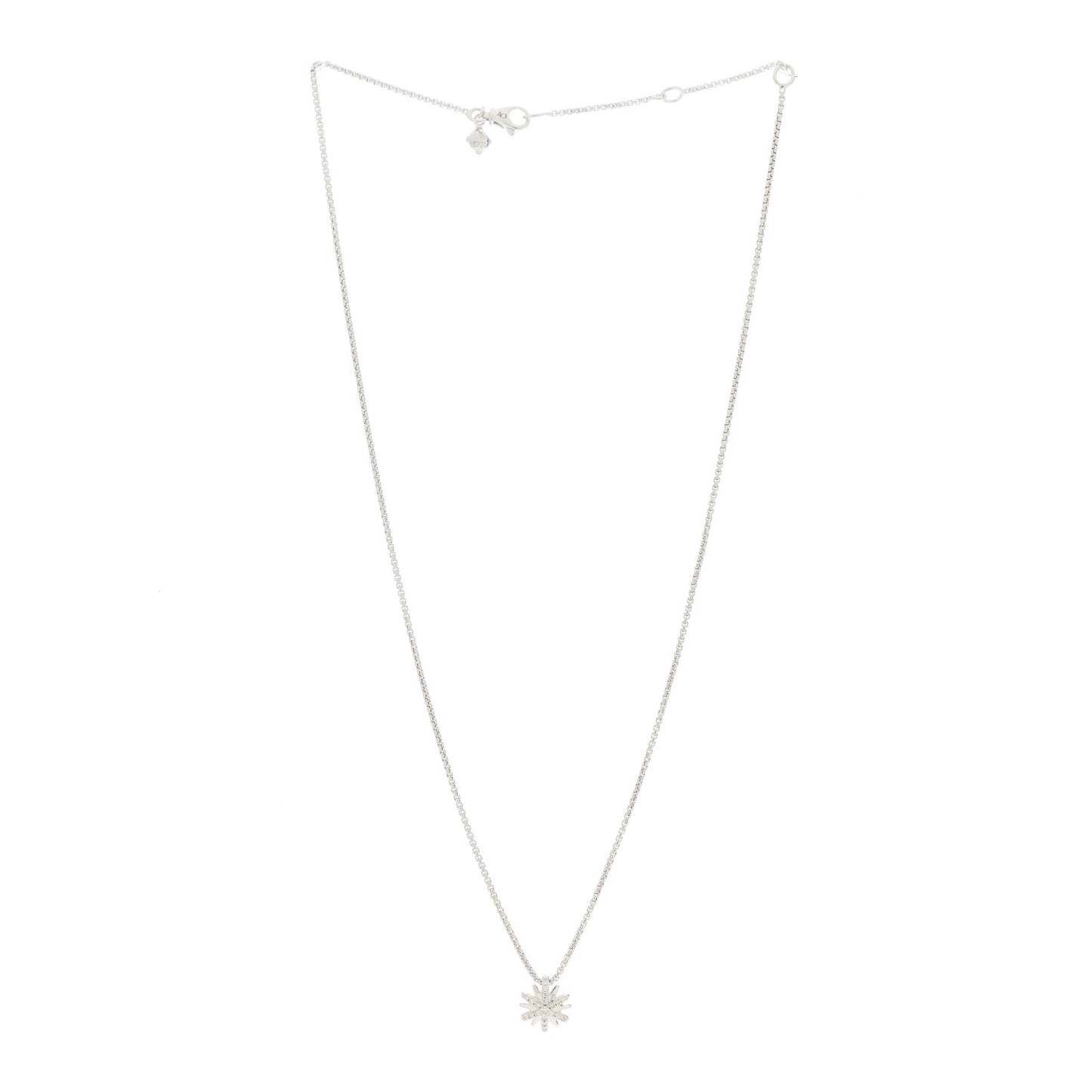 Sterling Silver Diamond 10.5mm Petite Starburst Pendant Necklace