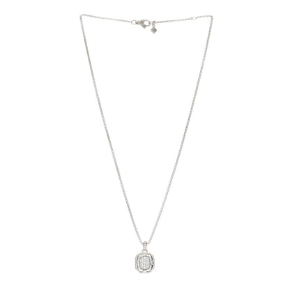 David Yurman Sterling Silver Diamond 10mm Labyrinth Pendant Necklace 3 of 4