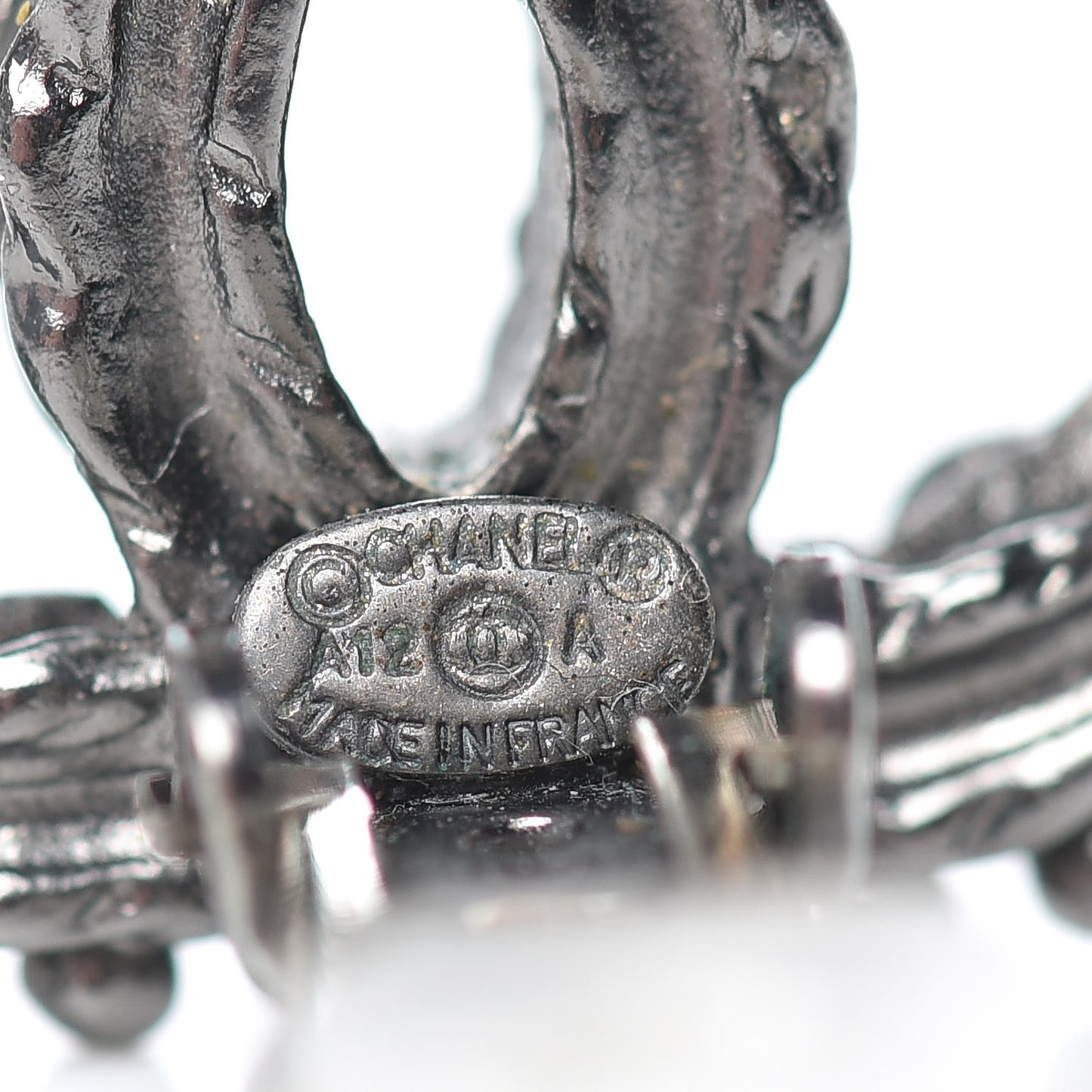 Crystal CC Earrings Ruthenium Dark Grey