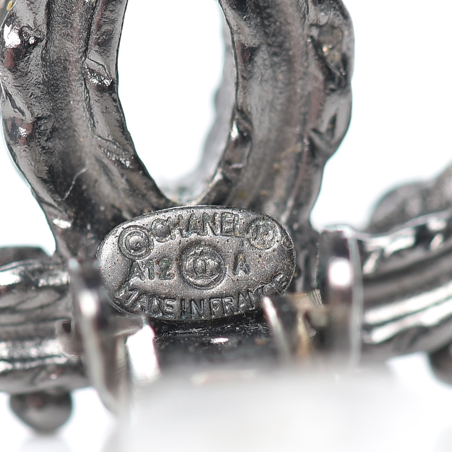 Chanel Crystal CC Earrings Ruthenium Dark Grey 4 of 5