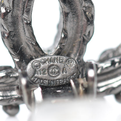 Chanel Crystal CC Earrings Ruthenium Dark Grey 4 of 5