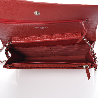 Chanel Caviar Quilted Wallet on Chain WOC Red 7 of 10