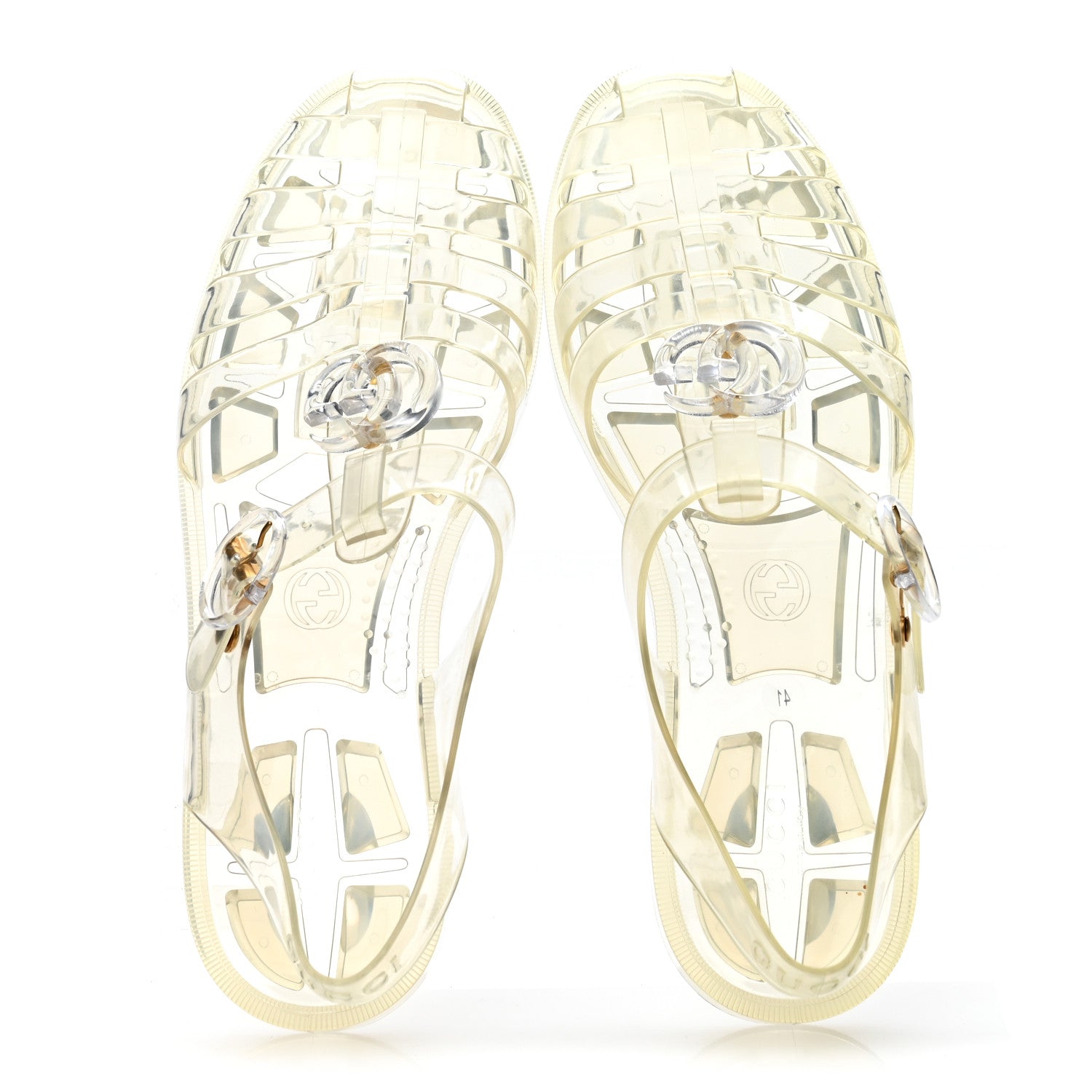 Gucci Shiny Rubber Double G Buckle Strap Sandals 41 Transparent 2 of 7