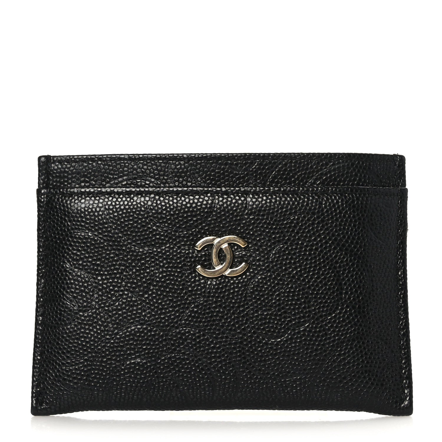 Chanel Caviar Camellia Embossed Card Holder Black 1 of 8