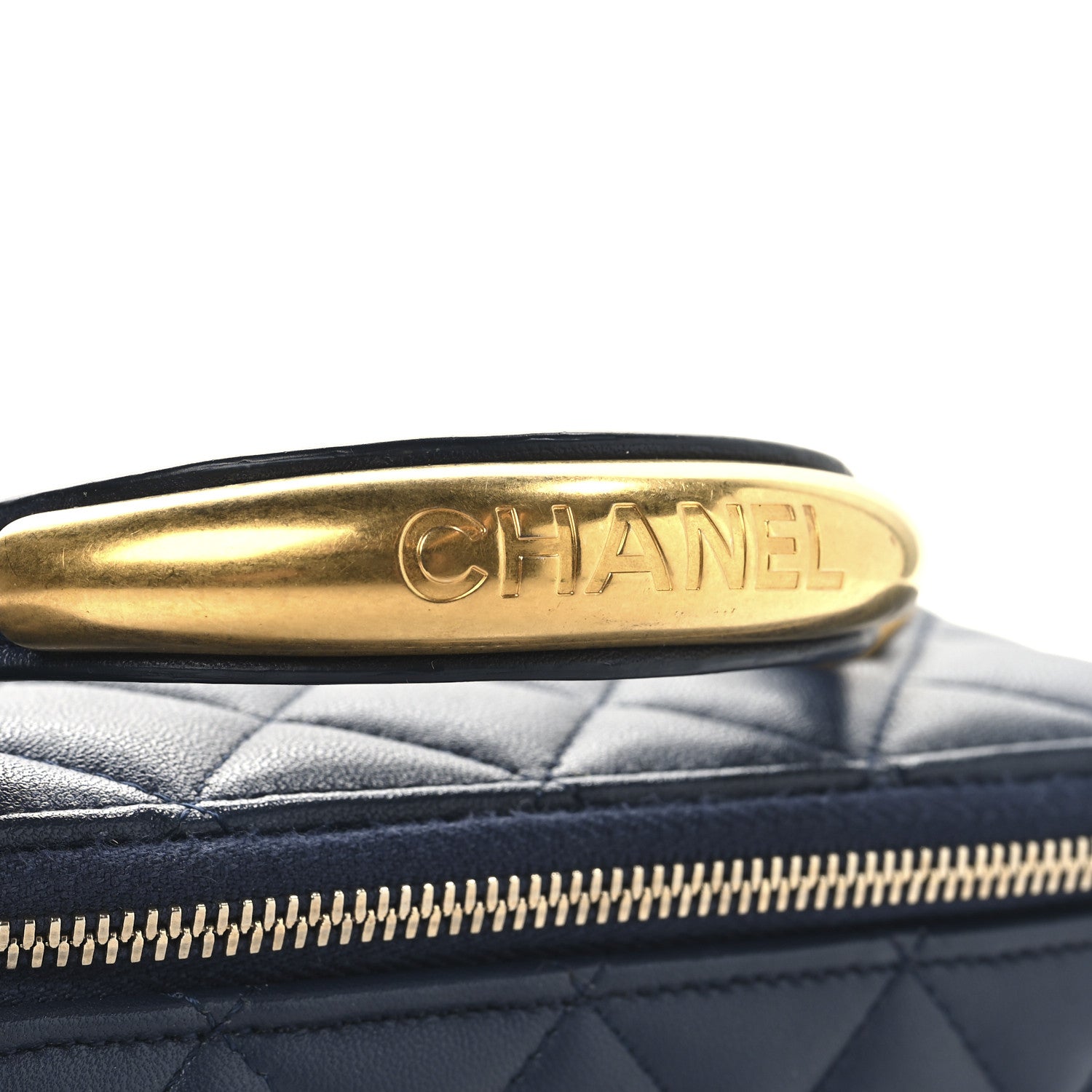 Chanel Lambskin Quilted Metal Small Top Handle Vanity Case With Chain Blue 12 of 12