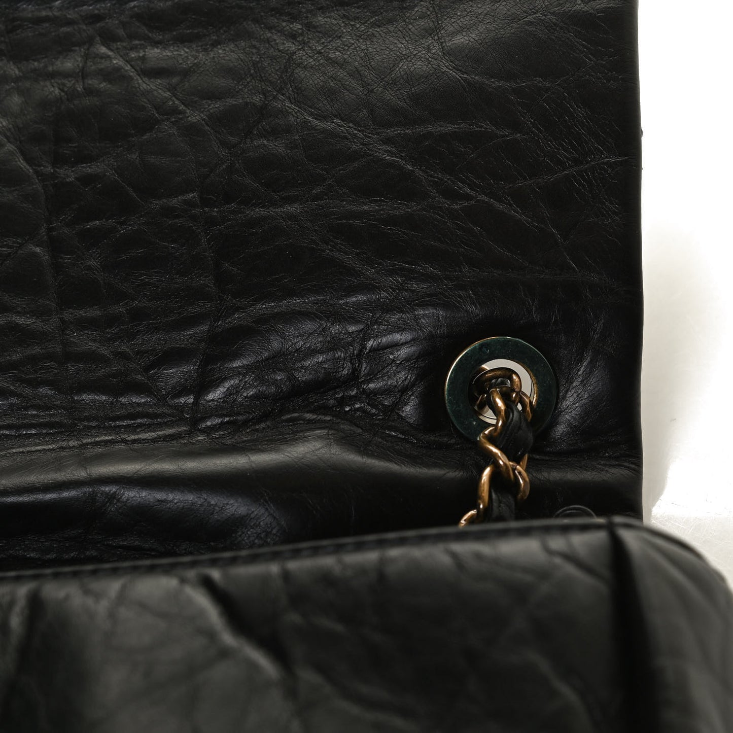 Aged Calfskin Quilted Medium Pondichery Flap Black