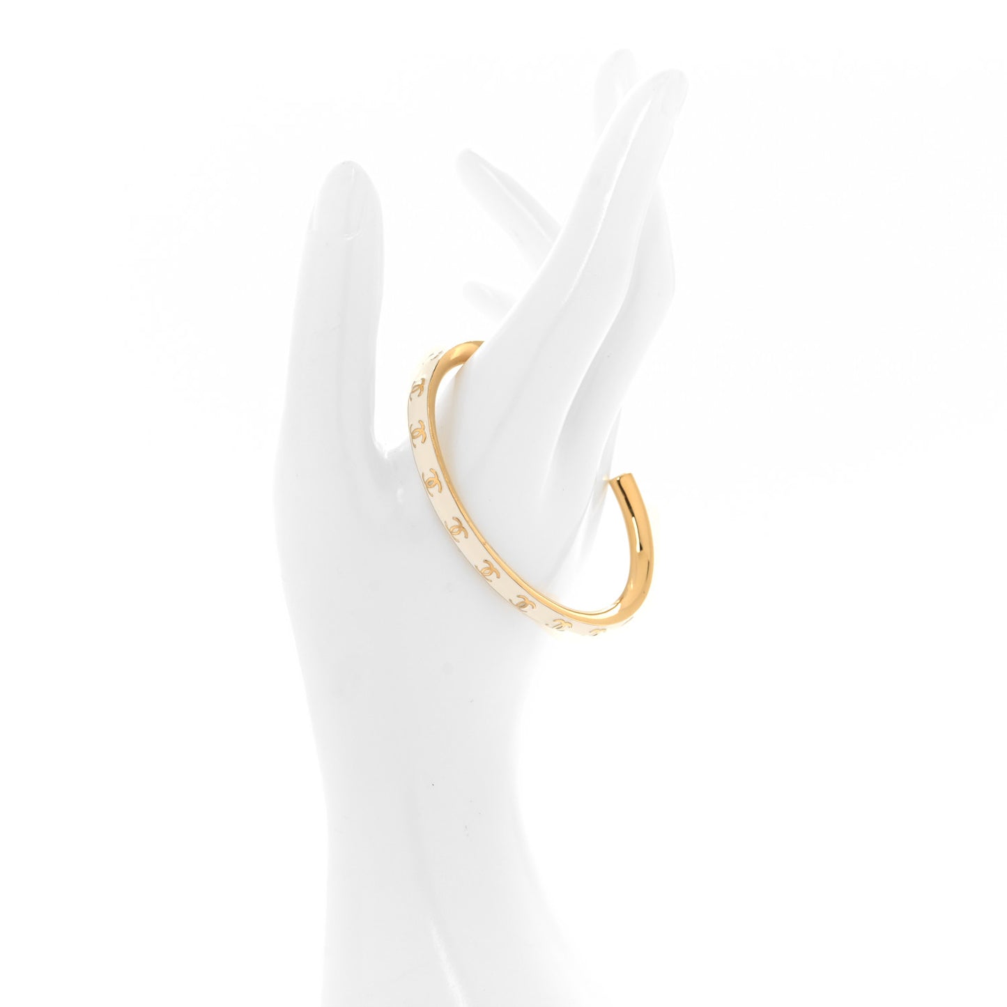 Enamel CC Bangle S White Gold