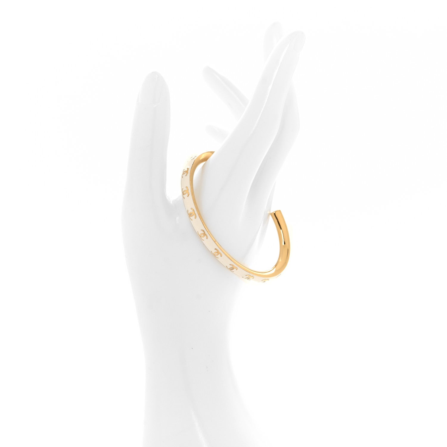 Chanel Enamel CC Bangle S White Gold 2 of 5