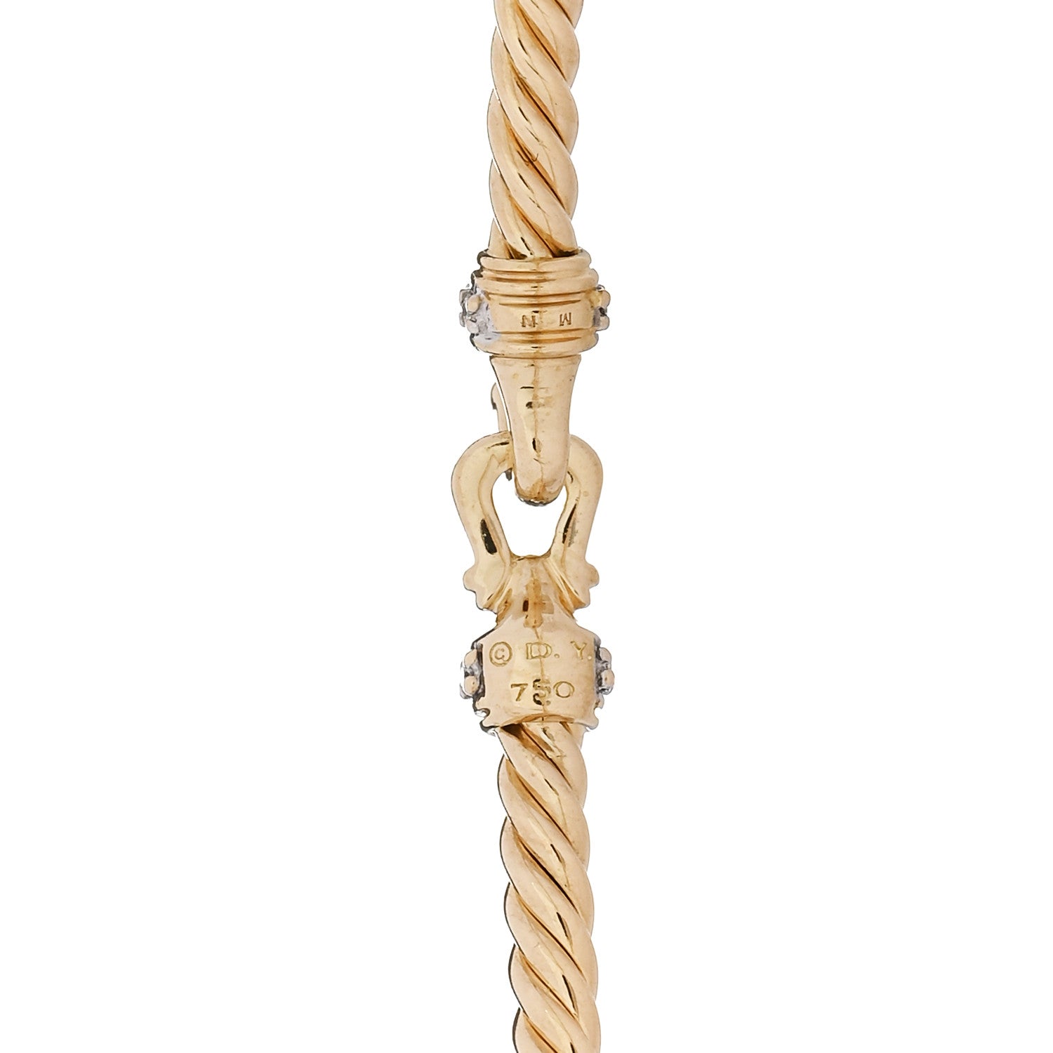 David Yurman 18K Yellow Gold Diamond 2.6mm Cable Collectibles Buckle Bracelet 3 of 3