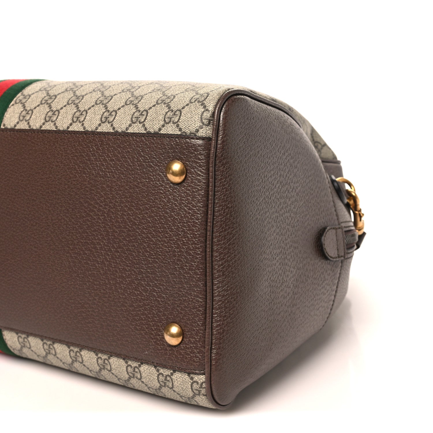 Gucci GG Supreme Monogram Textured Dollar Calfskin Web Large Savoy Bowling Bag Beige Ebony New Acero 9 of 9