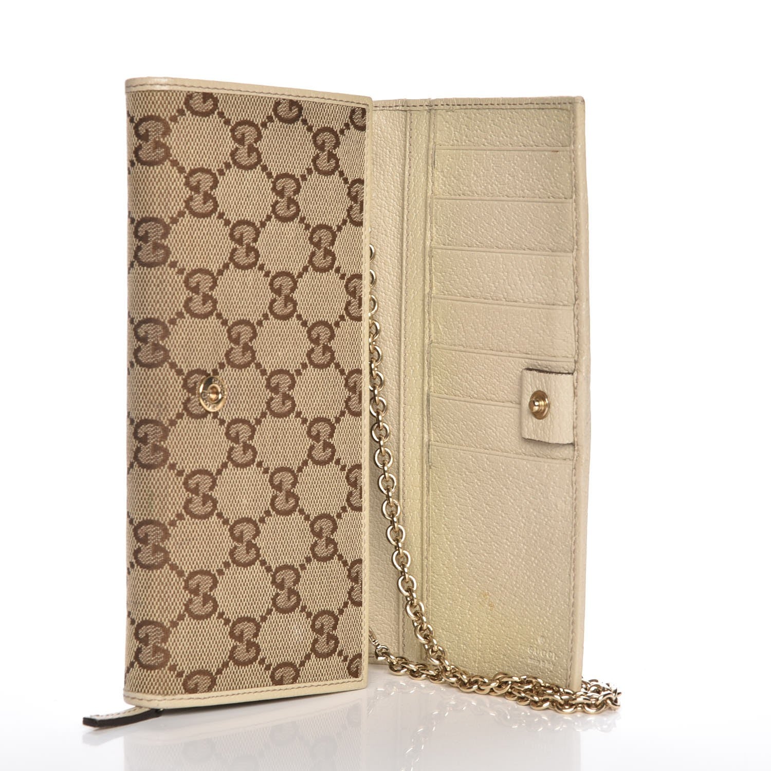 Gucci Monogram Metal Bar Chain Wallet Beige 6 of 8