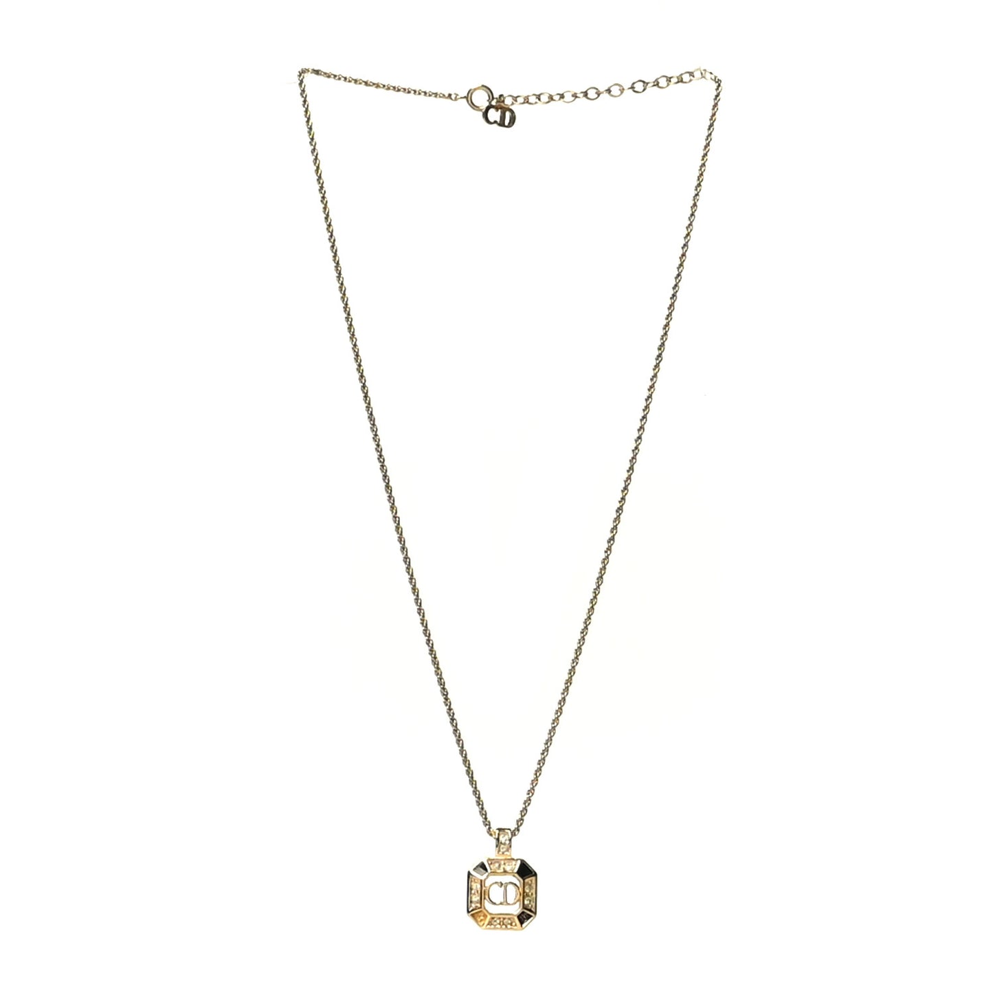 Metal Crystal CD Necklace Gold Black