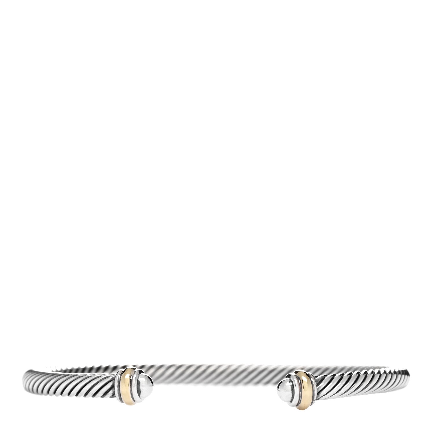 David Yurman Sterling Silver 18K Yellow Gold 4mm Cable Classics Bracelet 1 of 3