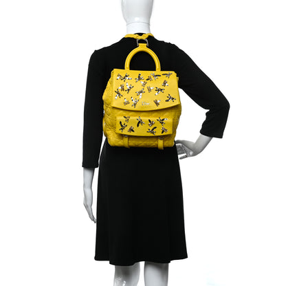 Christian Dior Lambskin Cannage Embroidered Stardust Backpack Yellow 3 of 14