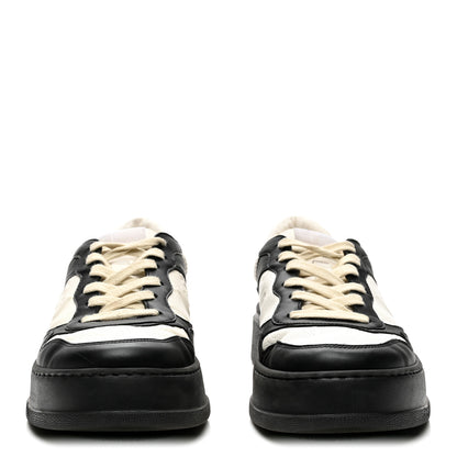 Gucci Calfskin GG Tennis Embossed Perforated Mens Interlocking G 55mm Sneakers 8.5 Black White 2 of 10