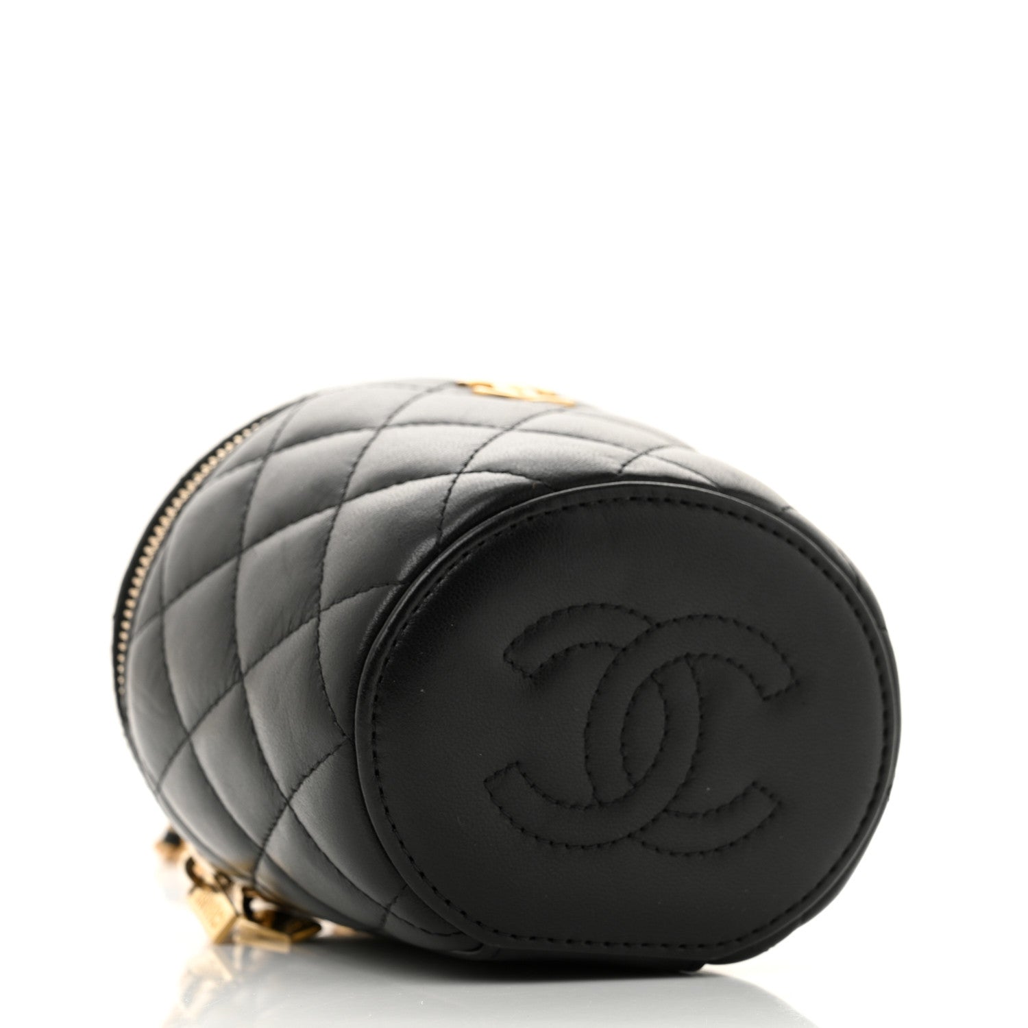 Chanel Lambskin Quilted Afternoon Tea Top Handle Vanity Case With Chain Black 4 of 14