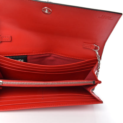 Fendi Vitello Liberty Century Lucido By The Way Continental Wallet On Chain Rosso 5 of 9