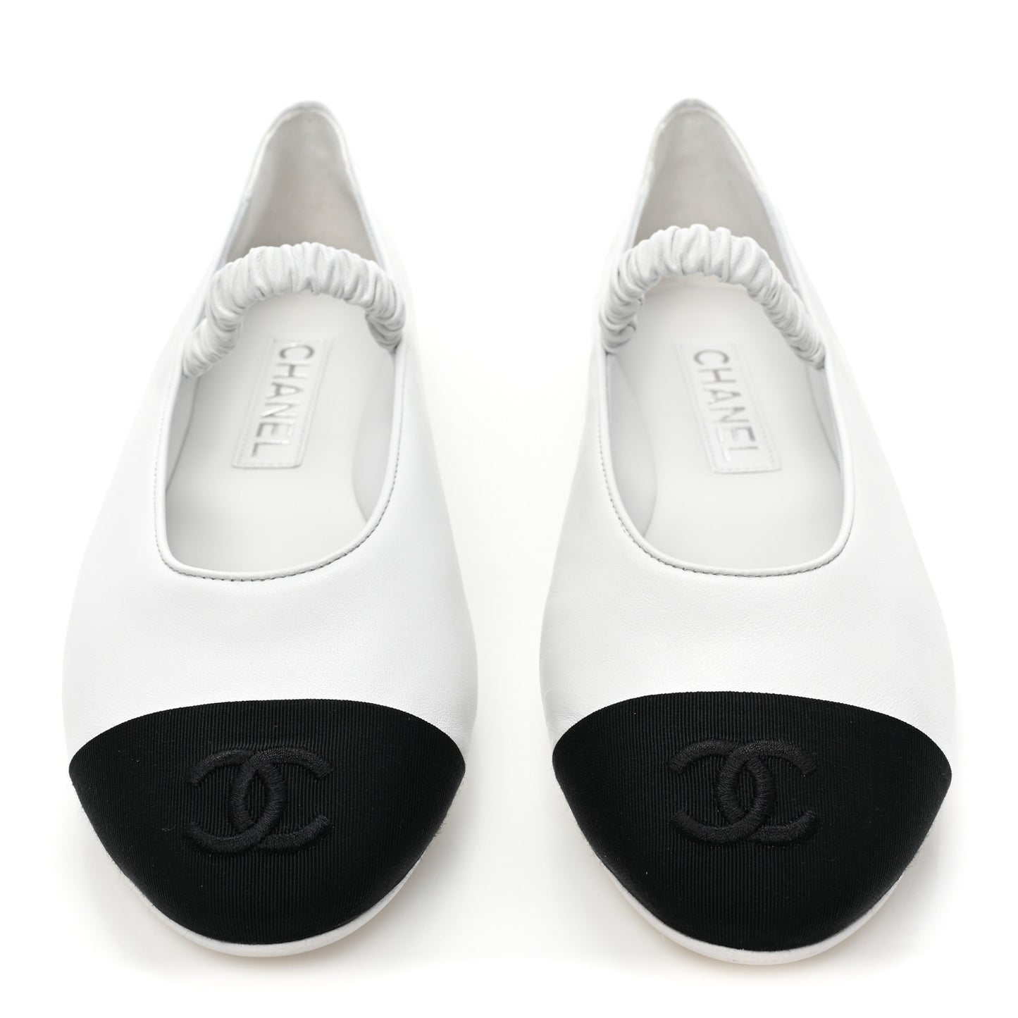 Lambskin Grosgrain Cap Toe CC Ballerina Flats With Leg Warmers 39.5 White