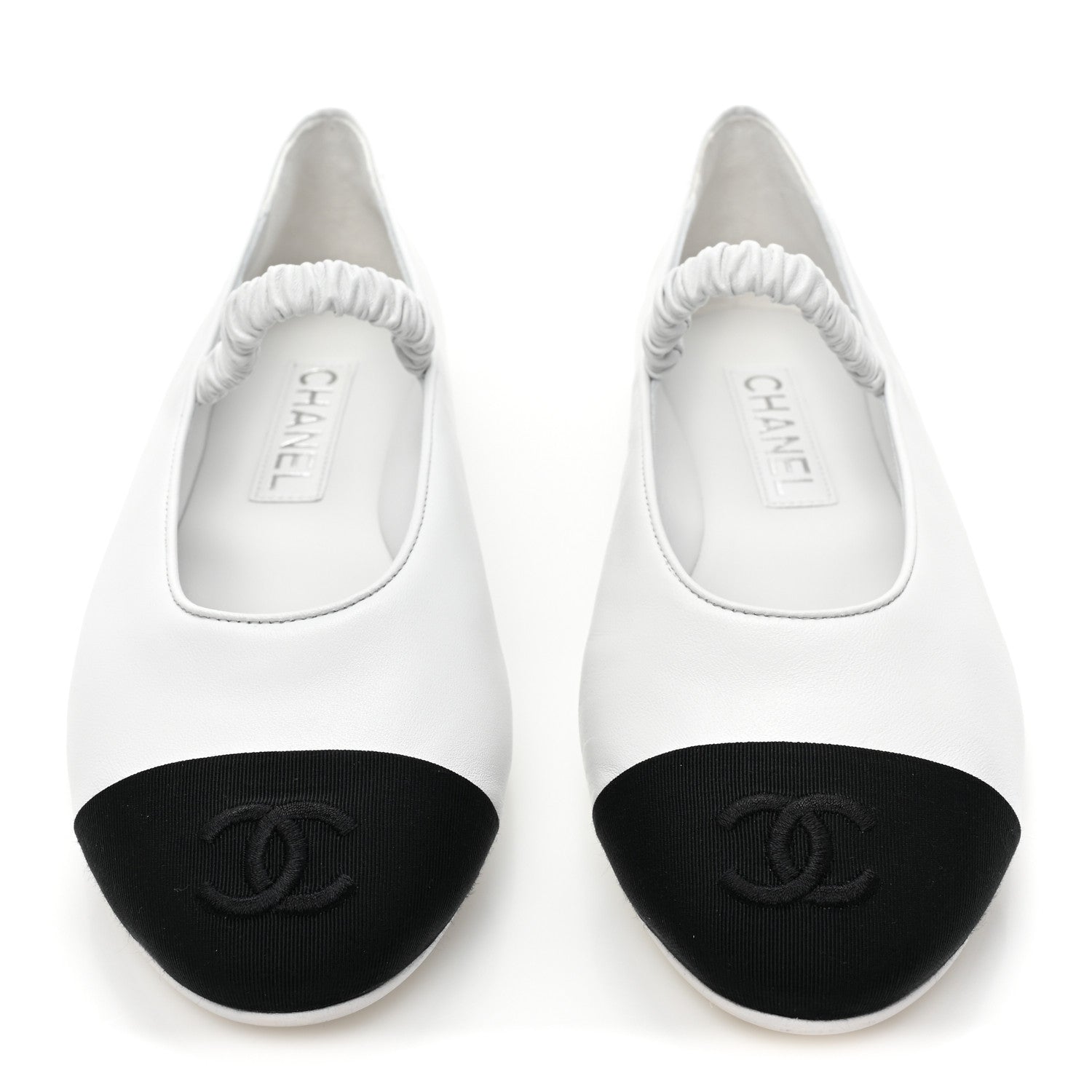 Chanel Lambskin Grosgrain Cap Toe CC Ballerina Flats With Leg Warmers 39.5 White 3 of 10
