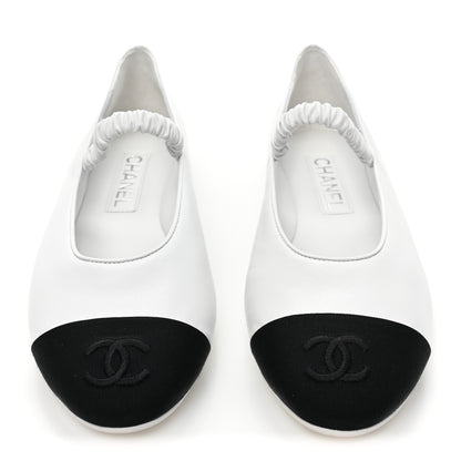 Chanel Lambskin Grosgrain Cap Toe CC Ballerina Flats With Leg Warmers 39.5 White 3 of 10