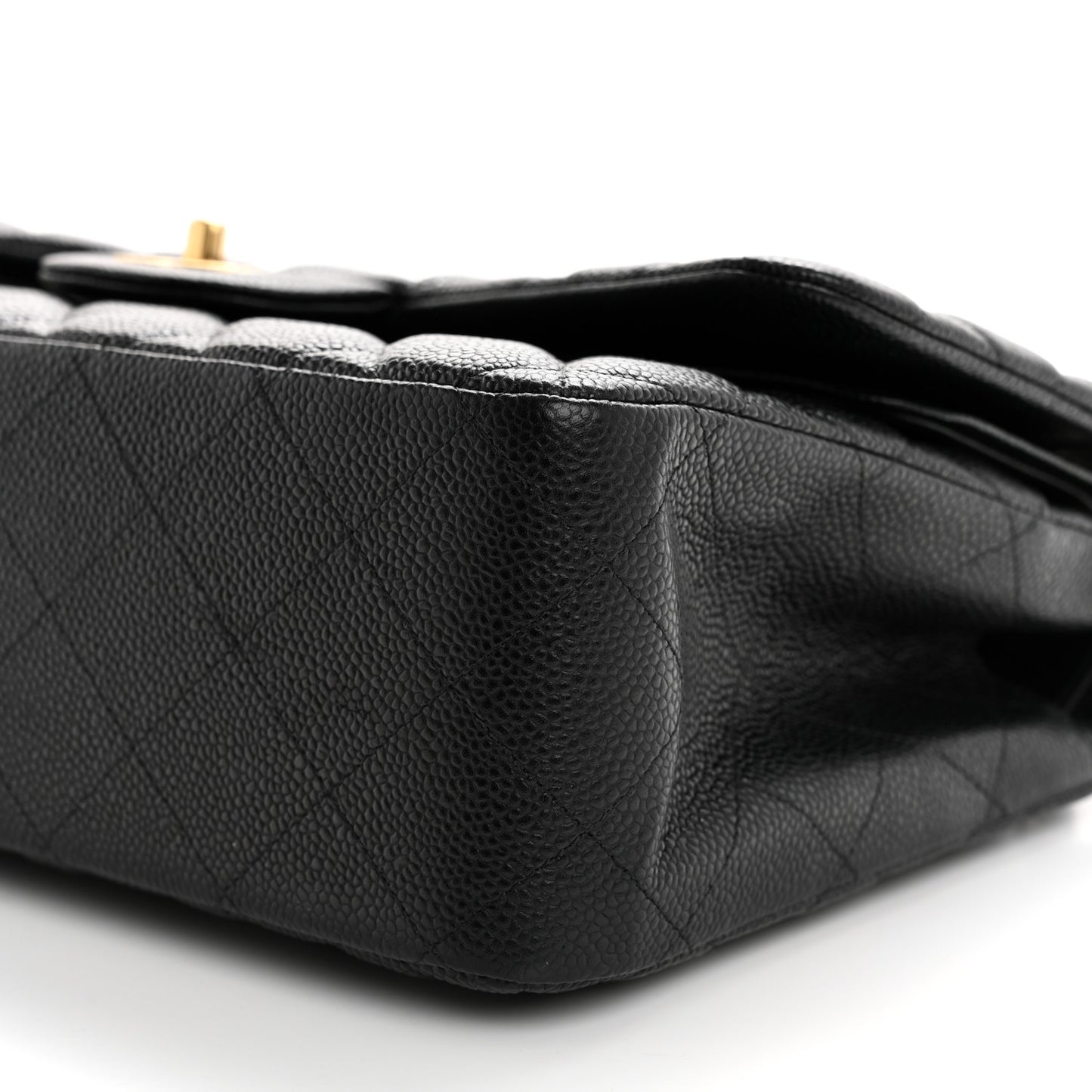 Caviar Quilted Jumbo Double Flap Black