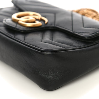 Gucci Calfskin Matelasse Super Mini GG Marmont Shoulder Bag Black 9 of 21