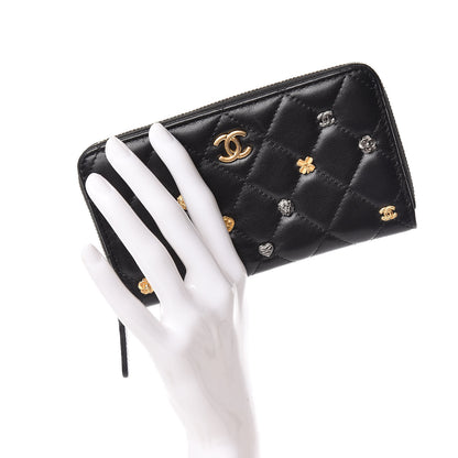 Chanel Lambskin Quilted Small Lucky Charms Zip Around Wallet Black 2 of 12