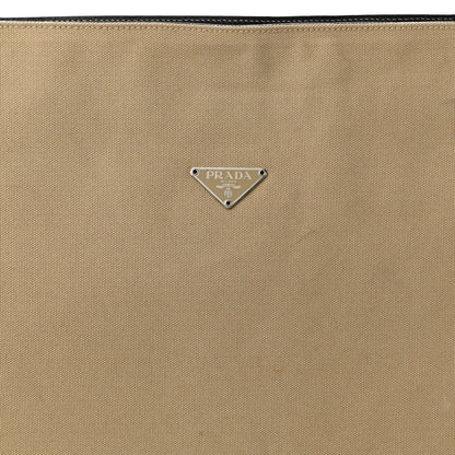 Prada Canvas Shoulder Bag Beige Black 8 of 10