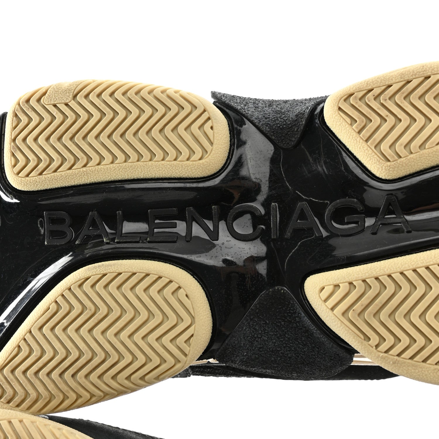 Balenciaga Fabric Mesh Washed Effect Womens Triple S Sneakers 41 Black Red 7 of 13