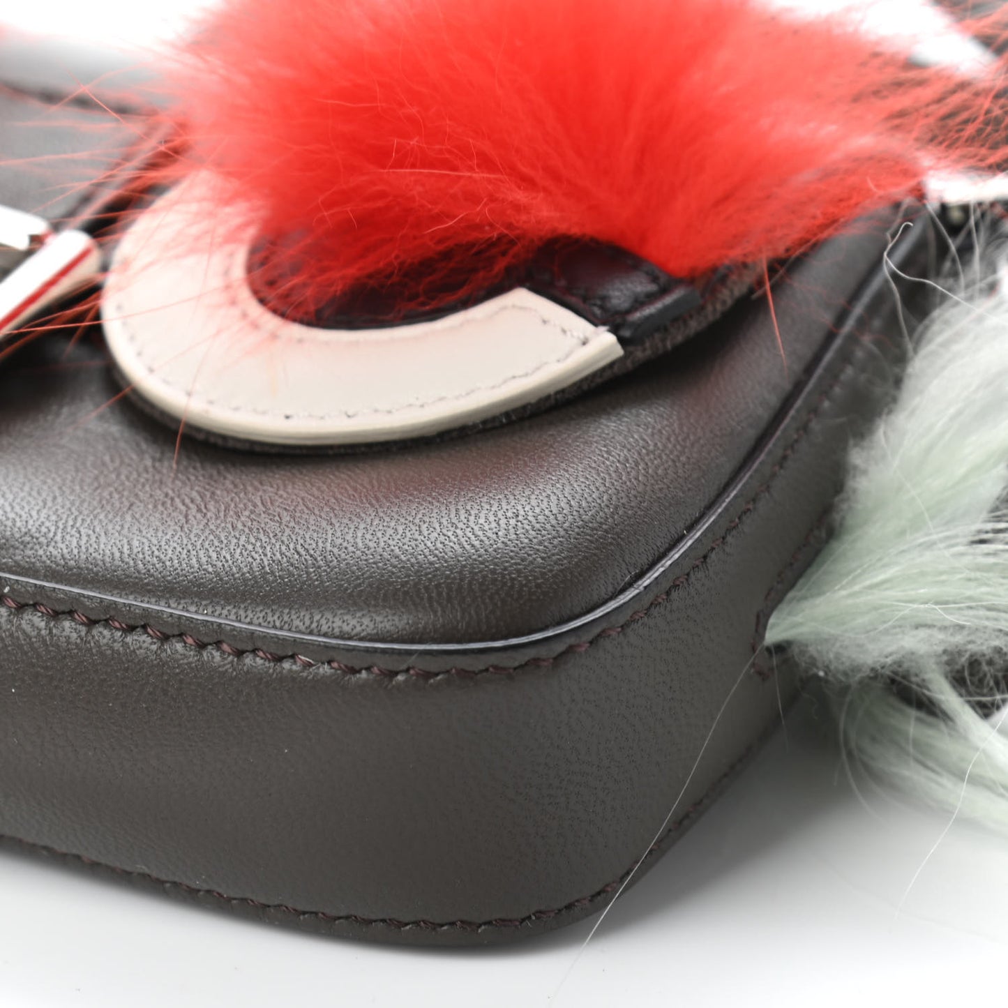 Nappa Shatoosh Fox Goat Fur Monster Micro Baguette Carbone Tangerine Luna