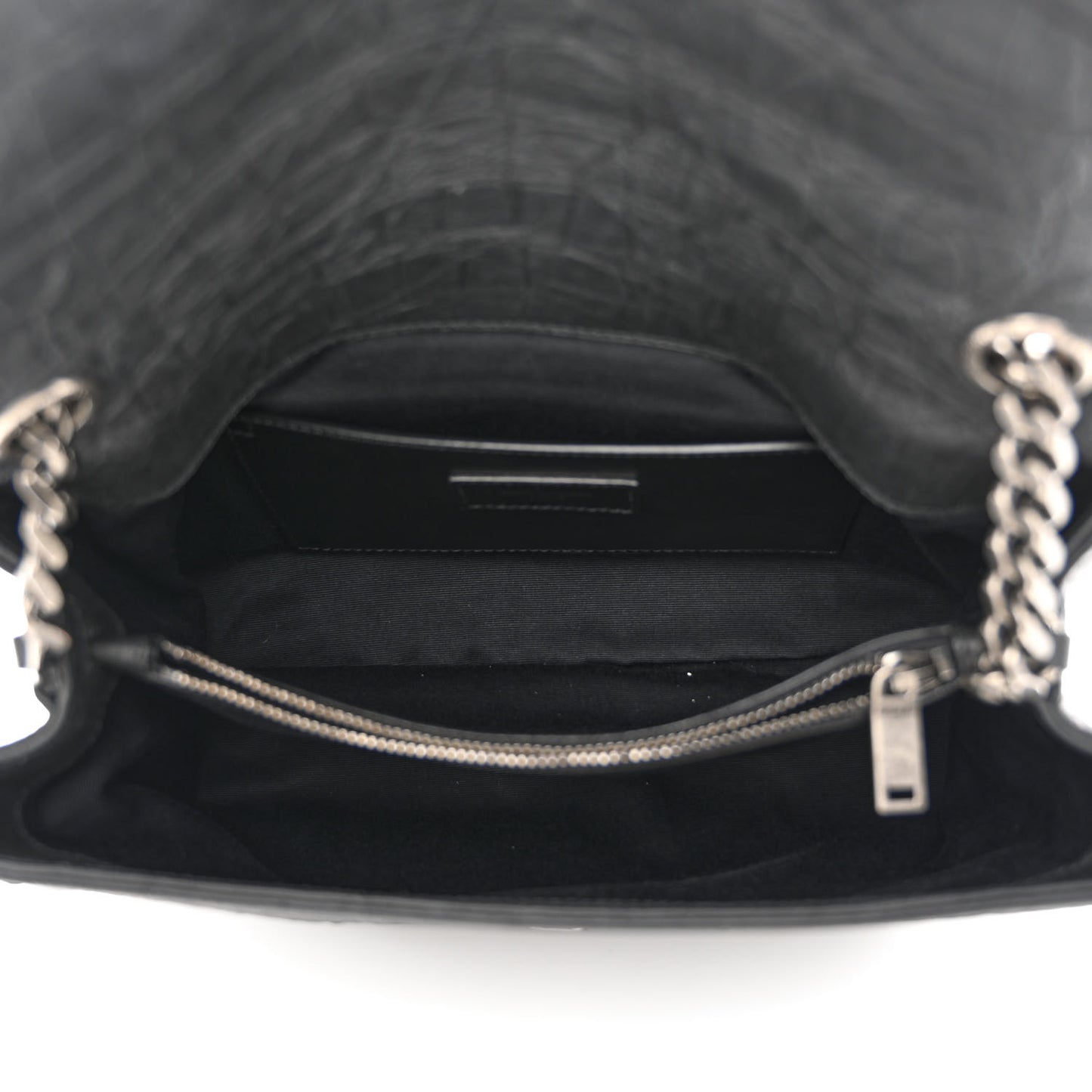 Calfskin Crocodile Embossed Medium West Hollywood Monogram Fold-Over Black