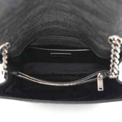 Saint Laurent Calfskin Crocodile Embossed Medium West Hollywood Monogram Fold-Over Black 5 of 12