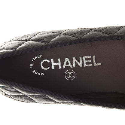 Chanel Aged Calfskin Quilted Cap Toe Ballerina Flats 37 Black 8 of 8