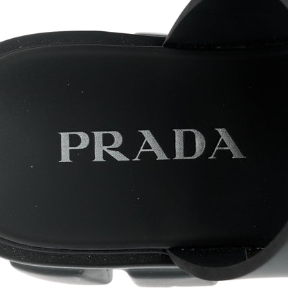 Prada Foam Rubber Triangle Logo Monolith 55mm Cage Sandals 41 Black 7 of 10
