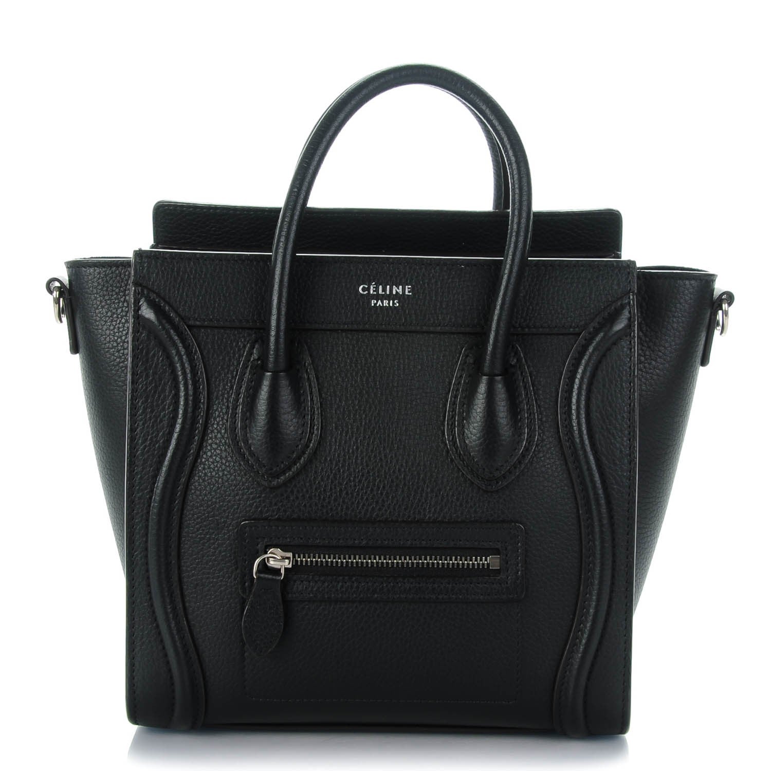 Celine Drummed Calfskin Nano Luggage Black 1 of 8