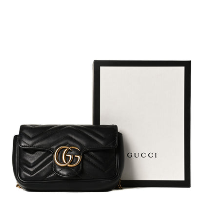 Gucci Calfskin Matelasse Super Mini GG Marmont Shoulder Bag Black 23 of 23